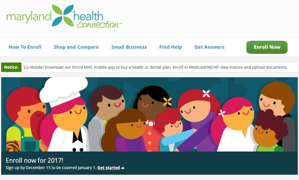 webhomepage Maryland Health Connection