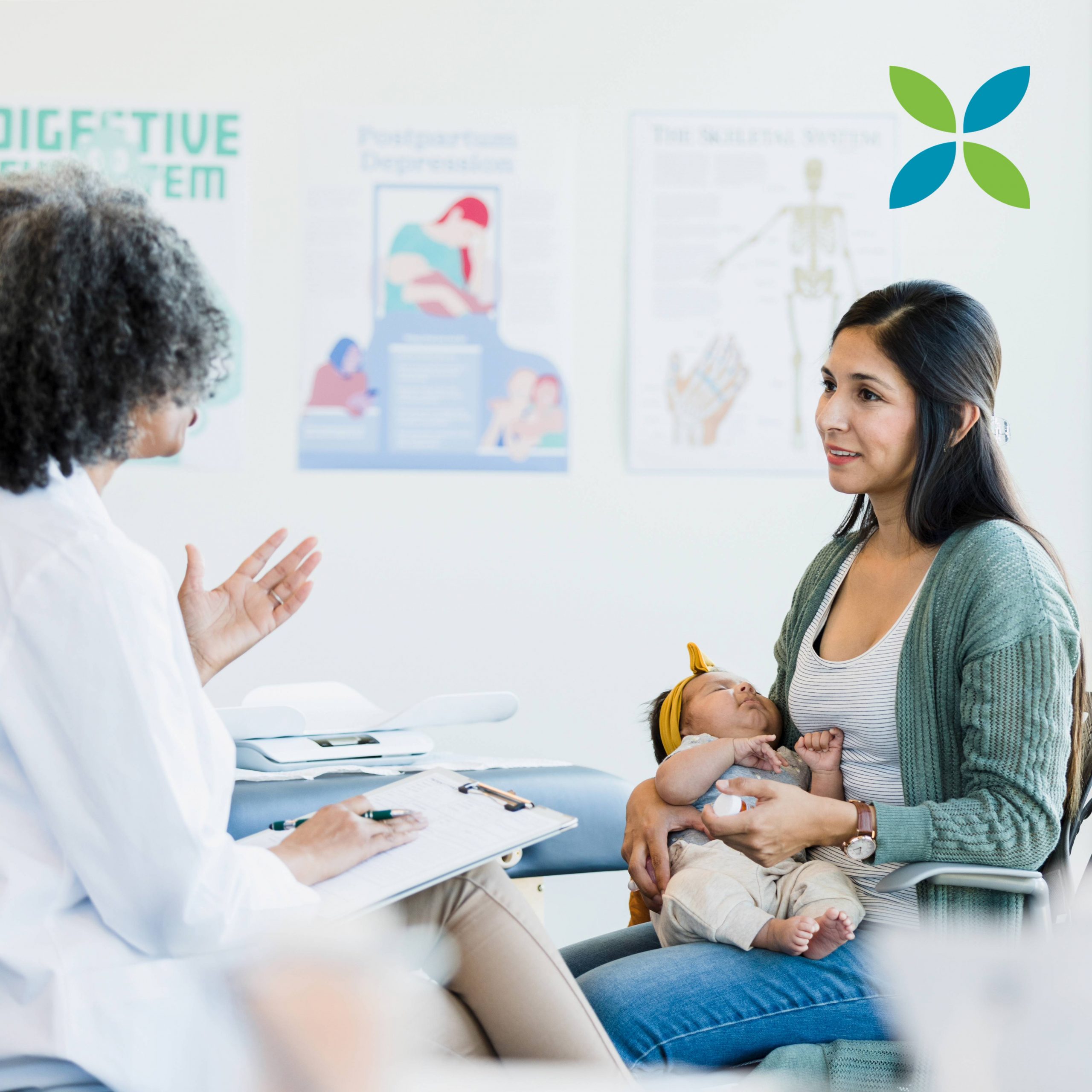 Mother with baby at doctor's office